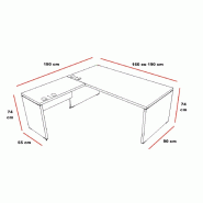 Bureau de direction avec retour Quando - MDD - 190, Chêne Canadien_2