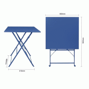 Table de terrasse carrée Perth bleu marine foncé | Bolero - FU540_2