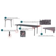 Table pliante - Polyéthylène pur - Antichoc, hydrofuge et UV - Acier indestructible - Dimensions 183x76,2x74 cm ou 152,4x76,2x74 cm_2