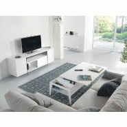 Table basse relevable Brighton - Blanc mat, piètement blanc, 110x70 cm avec espace de rangement_2