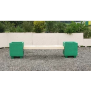 Banquette Jardinière en Acajou - Deux Bacs à Fleurs Carrés - Longueur 244 cm - Autostable_2