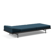 Canapé convertible design Puri - Innovation Living - 195x80 cm - tissu Argus Navy Blue avec table en noyer_2