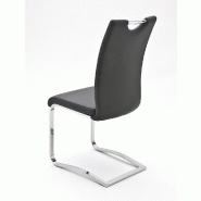 Lot de 4 chaises Kilou - tissu gris avec piètement luge en tube laqué noir mat - design chic_2