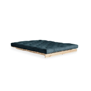 Canapé convertible futon ROOTS - Pin naturel - Tissu bleu pétrole - Couchage 160x200 cm - Design japonais et scandinave_2
