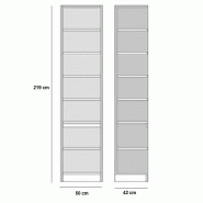 Lit escamotable style industriel KEY - Bi-ton chêne noir mat avec bibliothèque et rangement - 160x200 cm - L275 cm_2