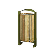 Corbeille publique avec façade basculante - OLEA - 60L en acier traité anticorrosion et lattes en bois résineux_2