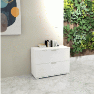 Crédence basse avec tiroirs extractibles - Mobel Linea - Blanc pastel