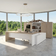 Bureau Bi-colore TAK avec rangement intégré - Mobel Linea - 245, Acacia clair, Gauche_0