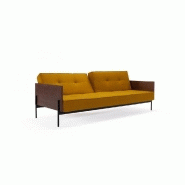 Innovation Living - Canapé Splitback Lauge convertible lit 115x210 cm - Tissu Elegance Burned Curry - Accoudoirs noyer_2