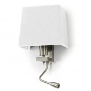 Applique murale LED liseuse Firenze - tissu et métal nickel satiné - demi rond - 2 prises USB + 2 interrupteurs - réf. 5793_2