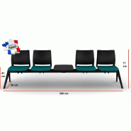 Poutre d'accueil mixte Adela - Sokoa - Gris clair, 4 places + 1 tablette_2