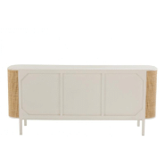 Buffet bas RARY en bois exotique blanc et rotin naturel - 3 portes - 180 cm_2