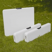 Table et 2 bancs pliants PEHD 180 cm - 8 places - Structure en acier époxy - Usage intérieur/extérieur_2