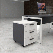 Caisson mobile 3 tiroirs classiques bicolore - MobelLinea - Blanc pastel, Gris anthracite_2