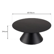 Table basse ronde noire DILA 78 cm - pieds coniques en fer - design moderne et robuste_2