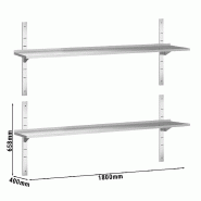 Etagères murales en inox 2 niveaux Profondeur 400 mm - 1800_2