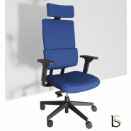 Fauteuil Manager Wi max dossier tissu - Sokoa - Bleu, Piètement nylon noir, Oui_2