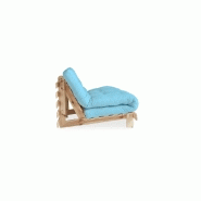 Canapé convertible futon ROOTS - Pin naturel bleu clair - Couchage 140x200 cm - Design japonais et scandinave_2