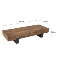 Table basse SATHIM - Plateau en poutres de teck recyclé massif et pieds en métal - Look industriel et écologique_2