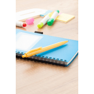 Stylo à bille coloré en plastique - encre bleue - couleur jaune - poids 7g_2