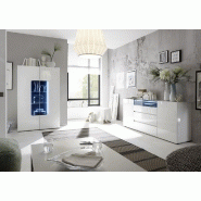 Buffet contemporain Verona blanc laqué brillant - 2 portes, 3 tiroirs, design italien_2