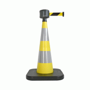 Cône de balisage avec base à lester et sangle enrouleur 50mm largeur - Jaune / Noir/Jaune / 1100_2