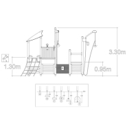 Structure multi-jeux 3 à 12 ans - Uniplay Poseidon 8061745 - Hags - Poteaux et panneaux bois, fondation à enterrer_2