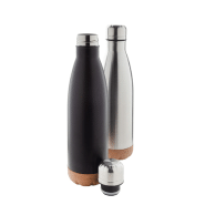 Thermos en acier inoxydable - double paroi avec fond en liège - capacité 500 ml - couleur noire_2