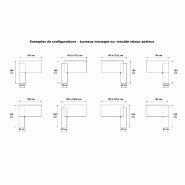 Bureau Manager avec crédence Ogi M - MDD - 160, Acacia clair, Piètement blanc_2