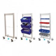 Chariot porte bac - Sesa Systems - LEANPOST 600 - 3 niveaux sur roulettes - 757 x P 560 x H 1600 mm - Référence : 645603_2