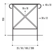 Barrière Halles - Acier massif noir RAL 9005 - Hauteur 950 mm - Poids 11 à 40 kg - Main courante moulurée et piètement renforcé_2