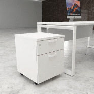 Caisson mobile avec tiroir pour dossiers suspendus - Mobel Linea - Blanc pastel, Blanc pastel_2