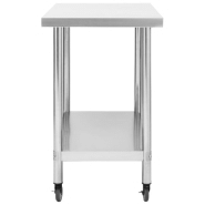 Vidaxl table de travail de cuisine avec roues 100x45x85 cm inox 51638_2