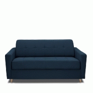 Canapé MEZZANO convertible express - Matelas 16 cm - Sommier métal 140 cm - Tissu tweed bleu nuit - Design scandinave_2