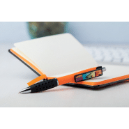Stylo bille en plastique - grip caoutchouc - clip personnalisable en doming - encre bleue - couleur orange_2