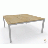 Bureau 2 personnes Tempo avec passe-câbles  - Mobel Linea - 160, Alu_3