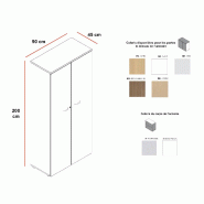 Armoire haute avec portes battantes - Quadrifoglio - Blanc pastel, Noyer Canaletto_2