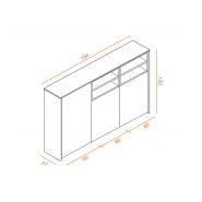 Armoire mi-haute push open Ostara O6 - 3 compartiments portes battantes et modules ouverts - L184 x H130 cm_2