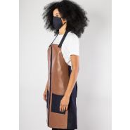 Tablier à bavette - modèle cannes en denim avec empiècement cuir ou simili-cuir - personnalisable et fabriqué en France_2