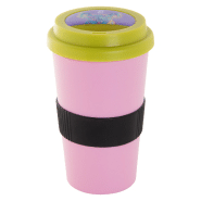 Mug thermos customisable - double parois en plastique - 400 ml - avec couvercle bec verseur et grip en silicone_2