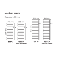 BALICA sèche-serviettes statique 650W Blanc et Anthracite - Intuis - M109222_2