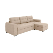 Canapé d'angle réversible convertible Danko - tissu beige avec coffre de rangement_2