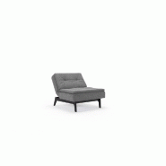 Fauteuil design convertible Dublexo Eik Innovation Living - tissu gris Twist Charcoal - couchage 90x115 cm - piétement chêne teinté noir_2
