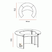 Banque d'accueil courbe ROCK - Mobel Linea. - Acacia clair_2