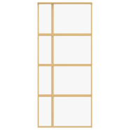 Vidaxl porte coulissante doré 90x205 cm verre esg clair et aluminium 155191_2