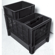 Bac de manutention en plastique anthracite - 35 x 27.5 x 12 cm - 8 L - Superposable et adapté au stockage alimentaire_2
