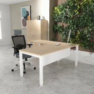 Bureau d'angle Tempo - Mobel Linea. - Blanc 9010, 160, Chêne moyen , Oui_0