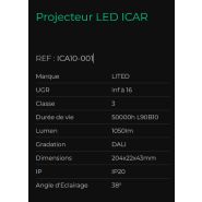 Icar - Projecteur LED intérieur - Lited - Dimensions 204x22x43mm - ICA10-001 - Linéaire LED 48V avec gestion DALI_2