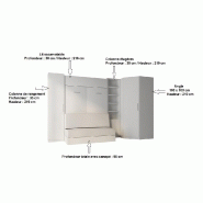 Composition angle lit escamotable blanc Dynamo Sofa - canapé blanc cassé 140x200 cm - bibliothèque et rangement intégrés_2