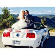 Location de ford mustang cabriolet blanche pour mariage avec chauffeur - provence transport